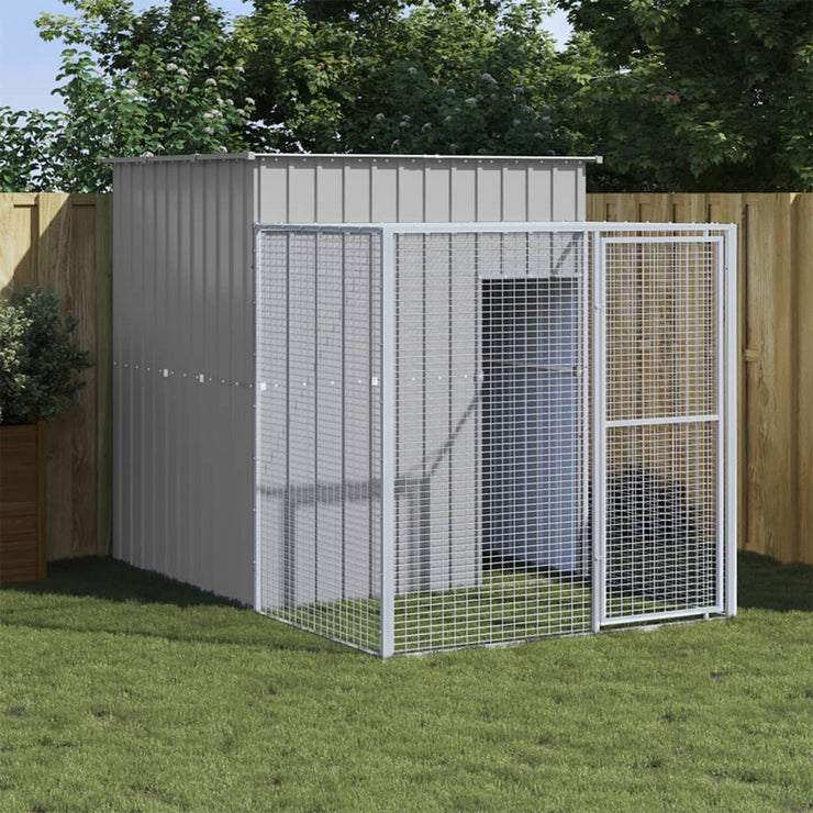 Chicken Cage with Run Light Gray 65"x98.8"x71.3" Galvanized Steel