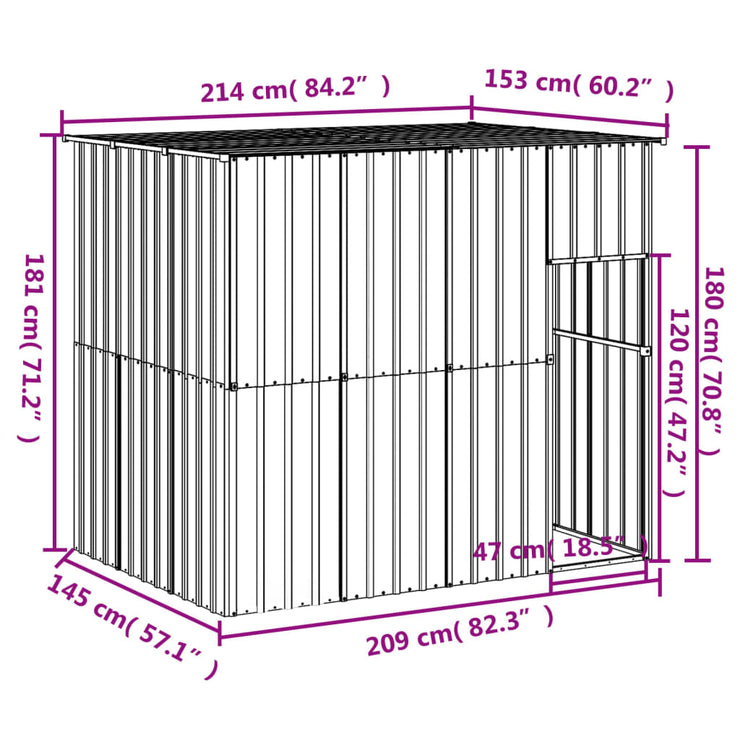 Dog House with Roof Anthracite 84.3"x60.2"x71.3" Galvanized Steel