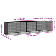 Chicken Cage with Roof Light Gray 158.7"x38.6"x35.4" Galvanized Steel