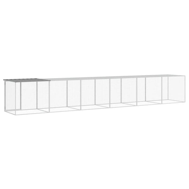 Chicken Cage with Roof Light Gray 237.4"x38.6"x35.4" Galvanized Steel