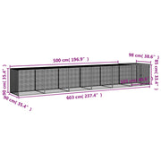 Chicken Cage with Roof Light Gray 237.4"x38.6"x35.4" Galvanized Steel