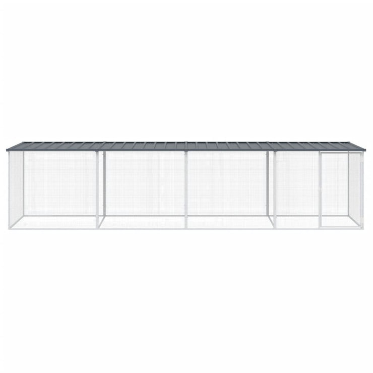 Chicken Cage with Roof Anthracite 158.7"x38.6"x35.4" Galvanized Steel