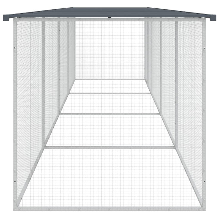 Chicken Cage with Roof Anthracite 158.7"x38.6"x35.4" Galvanized Steel