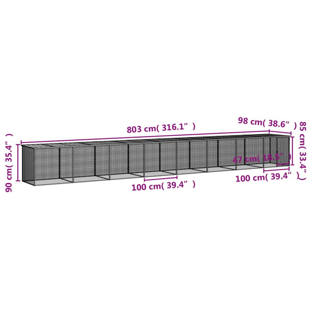 Chicken Cage with Roof Anthracite 316.1"x38.6"x35.4" Galvanized Steel