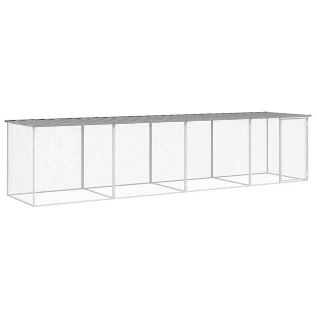 Chicken Cage with Roof Light Gray 158.7"x38.6"x35.4" Galvanized Steel