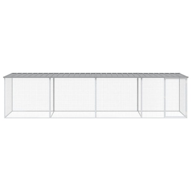 Chicken Cage with Roof Light Gray 158.7"x38.6"x35.4" Galvanized Steel