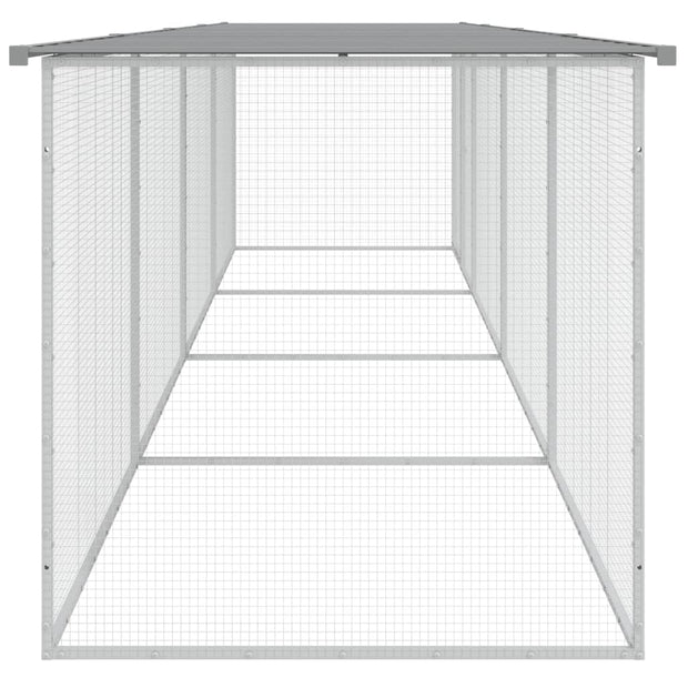 Chicken Cage with Roof Light Gray 158.7"x38.6"x35.4" Galvanized Steel