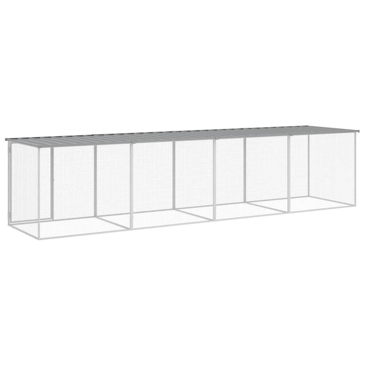 Chicken Cage with Roof Light Gray 158.7"x38.6"x35.4" Galvanized Steel