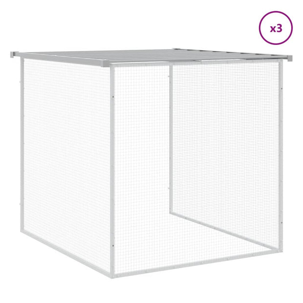 Chicken Cage with Roof Light Gray 158.7"x38.6"x35.4" Galvanized Steel