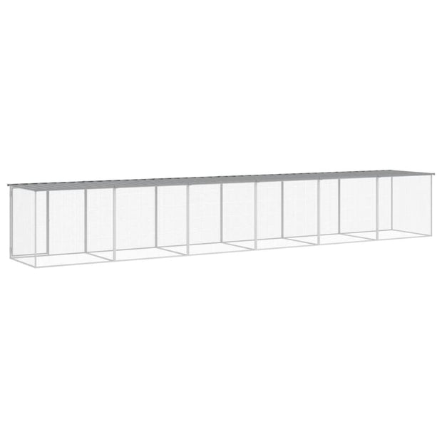 Chicken Cage with Roof Light Gray 237.4"x38.6"x35.4" Galvanized Steel