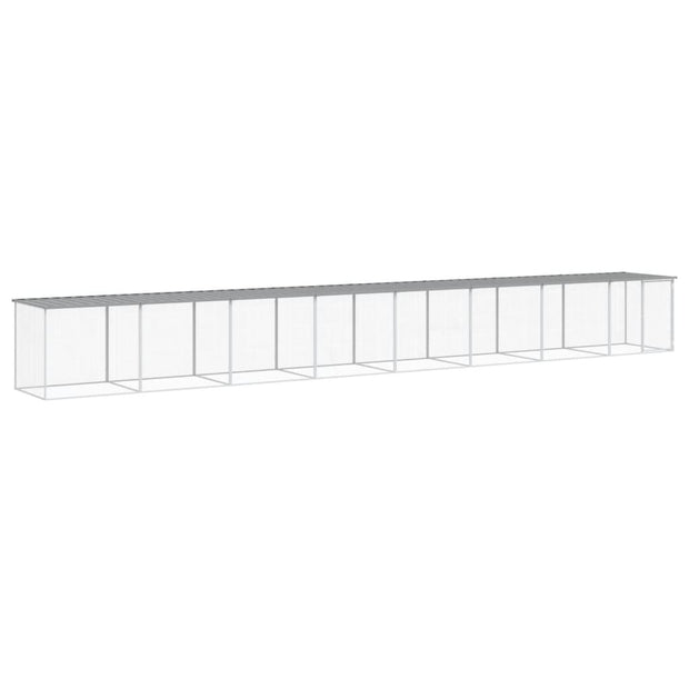 Chicken Cage with Roof Light Gray 316.1"x38.6"x35.4" Galvanized Steel