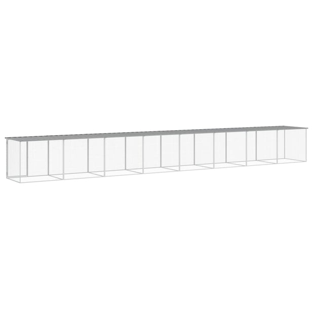 Chicken Cage with Roof Light Gray 316.1"x38.6"x35.4" Galvanized Steel