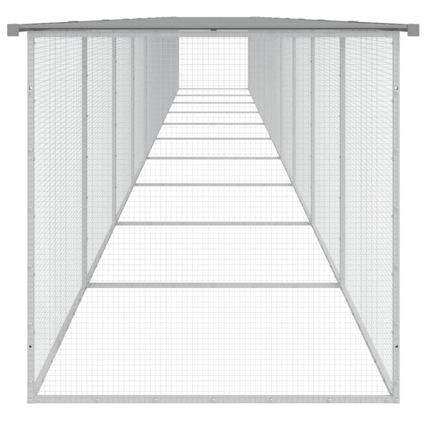 Chicken Cage with Roof Light Gray 394.9"x38.6"x35.4" Galvanized Steel