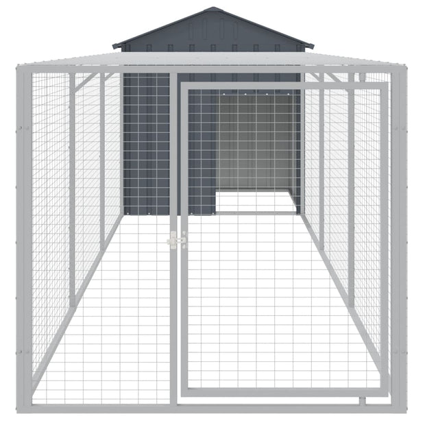 Chicken Cage with Run Anthracite 46.1"x159.4"x48.4" Galvanized Steel