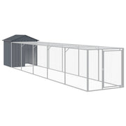 Chicken Cage with Run Anthracite 46.1"x239.8"x48.4" Galvanized Steel