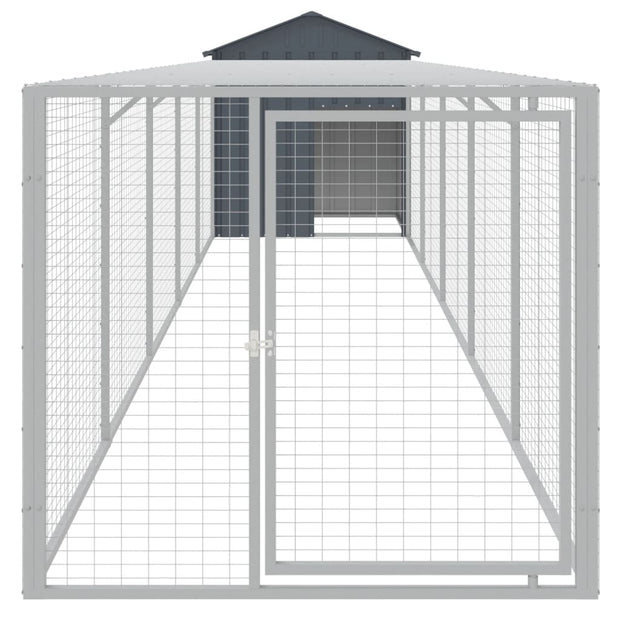 Chicken Cage with Run Anthracite 46.1"x239.8"x48.4" Galvanized Steel