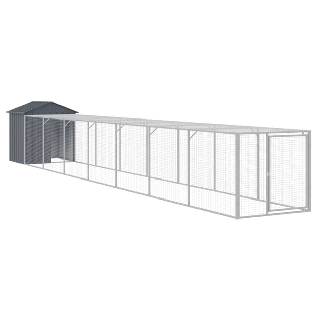 Chicken Cage with Run Anthracite 46.1"x320.1"x48.4" Galvanized Steel