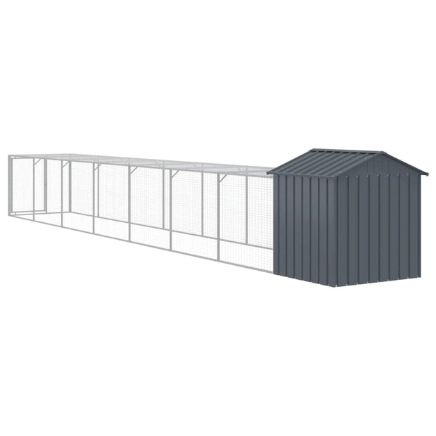 Chicken Cage with Run Anthracite 46.1"x320.1"x48.4" Galvanized Steel