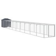 Chicken Cage with Run Anthracite 46.1"x400.4"x48.4" Galvanized Steel