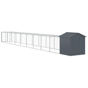 Chicken Cage with Run Anthracite 46.1"x400.4"x48.4" Galvanized Steel