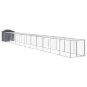 Chicken Cage with Run Anthracite 46.1"x480.7"x48.4" Galvanized Steel