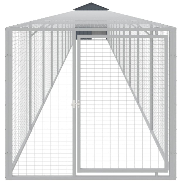 Chicken Cage with Run Anthracite 46.1"x480.7"x48.4" Galvanized Steel