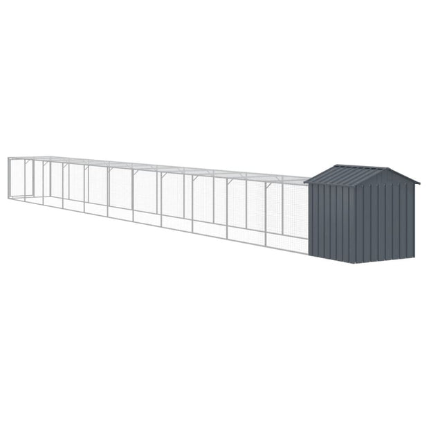 Chicken Cage with Run Anthracite 46.1"x480.7"x48.4" Galvanized Steel