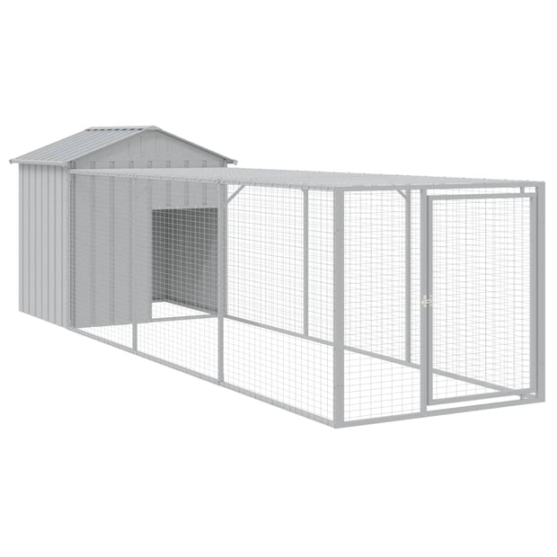 Chicken Cage with Run Light Gray 46.1"x159.4"x48.4" Galvanized Steel