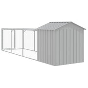 Chicken Cage with Run Light Gray 46.1"x159.4"x48.4" Galvanized Steel