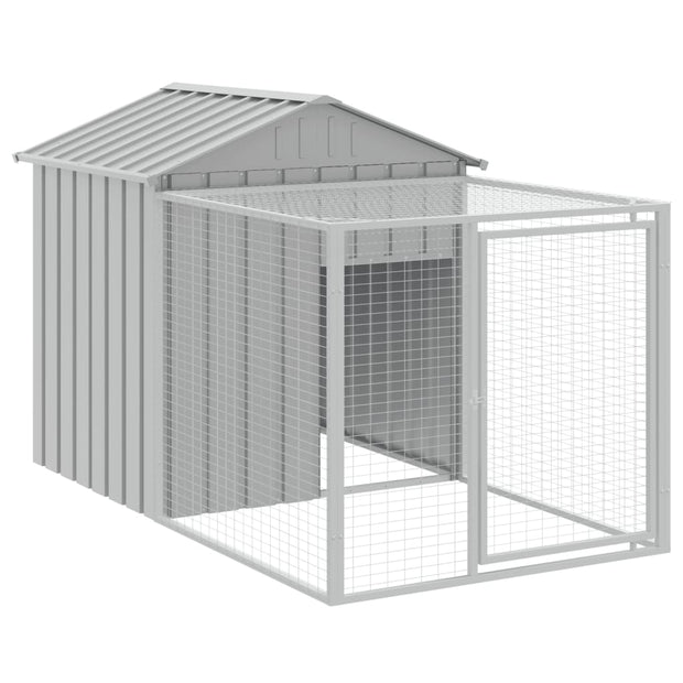 Chicken Cage with Run Light Gray 46.1"x159.4"x48.4" Galvanized Steel