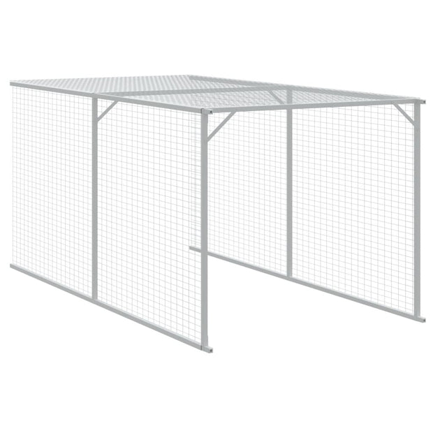 Chicken Cage with Run Light Gray 46.1"x159.4"x48.4" Galvanized Steel