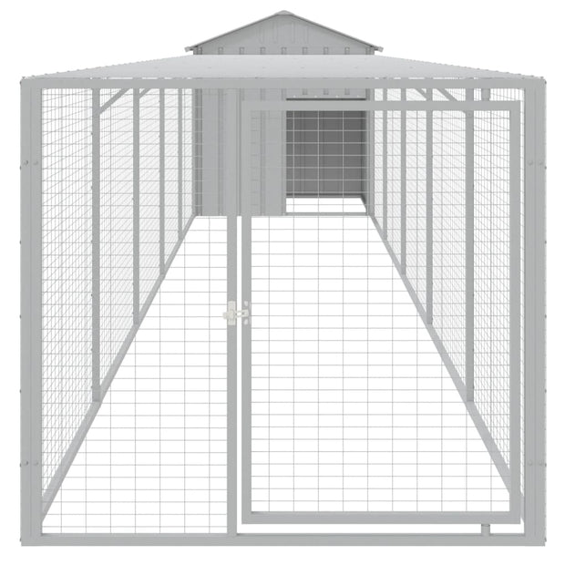 Chicken Cage with Run Light Gray 46.1"x239.8"x48.4" Galvanized Steel