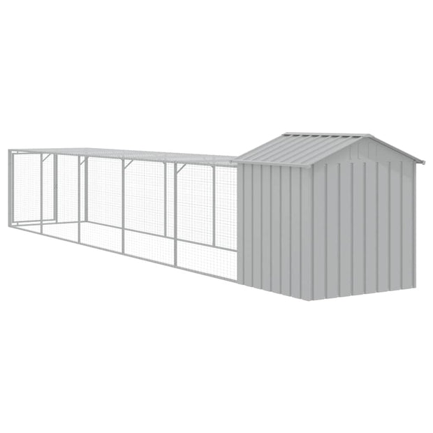 Chicken Cage with Run Light Gray 46.1"x239.8"x48.4" Galvanized Steel