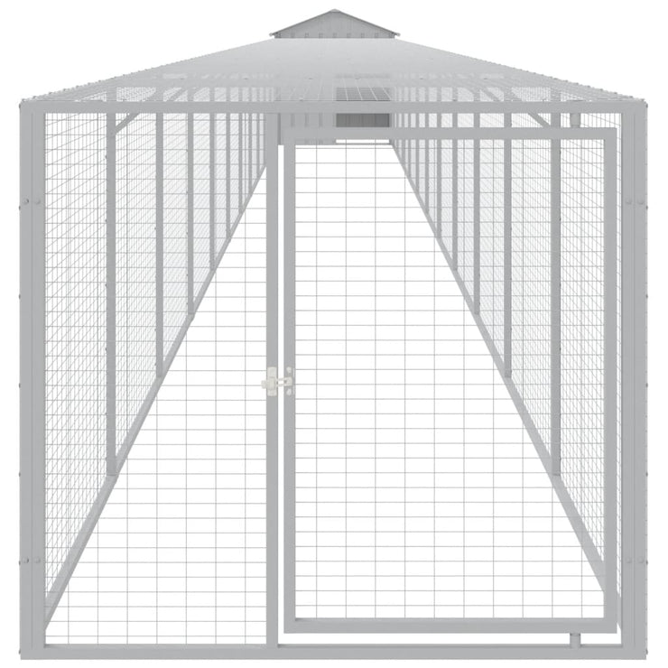 Chicken Cage with Run Light Gray 46.1"x480.7"x48.4" Galvanized Steel