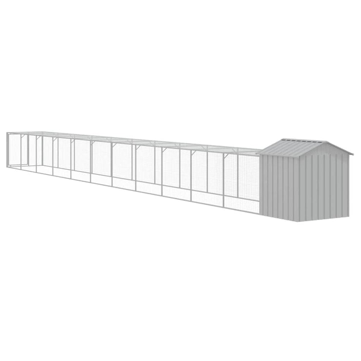 Chicken Cage with Run Light Gray 46.1"x480.7"x48.4" Galvanized Steel