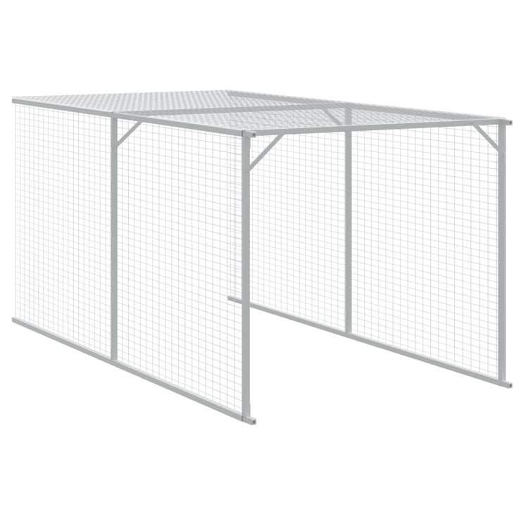 Chicken Cage with Run Light Gray 46.1"x480.7"x48.4" Galvanized Steel