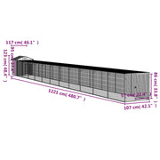 Chicken Cage with Run Light Gray 46.1"x480.7"x48.4" Galvanized Steel