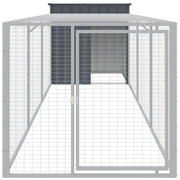 Chicken Cage with Run Anthracite 43.3"x159.4"x43.3" Galvanized Steel