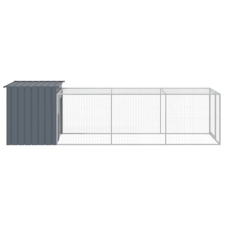 Chicken Cage with Run Anthracite 43.3"x159.4"x43.3" Galvanized Steel