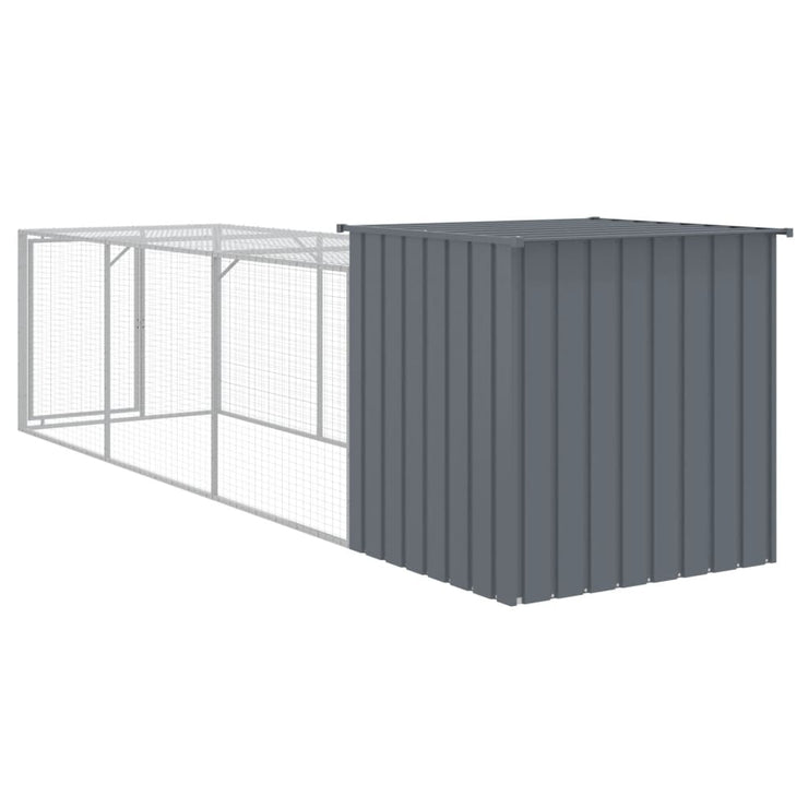 Chicken Cage with Run Anthracite 43.3"x159.4"x43.3" Galvanized Steel