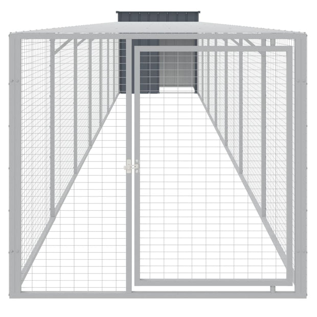 Chicken Cage with Run Anthracite 43.3"x320.1"x43.3" Galvanized Steel