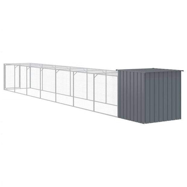 Chicken Cage with Run Anthracite 43.3"x320.1"x43.3" Galvanized Steel