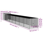 Chicken Cage with Run Anthracite 43.3"x320.1"x43.3" Galvanized Steel