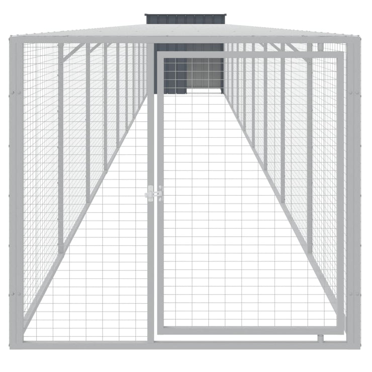 Chicken Cage with Run Anthracite 43.3"x400.4"x43.3" Galvanized Steel