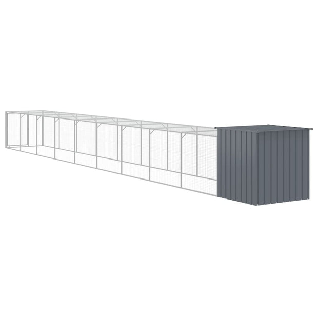 Chicken Cage with Run Anthracite 43.3"x400.4"x43.3" Galvanized Steel