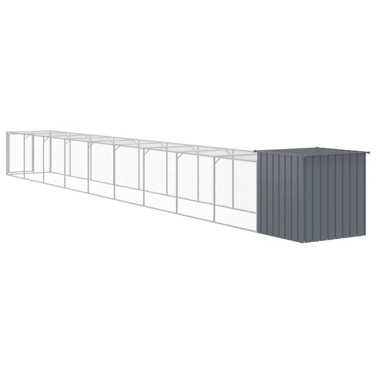 Chicken Cage with Run Anthracite 43.3"x400.4"x43.3" Galvanized Steel