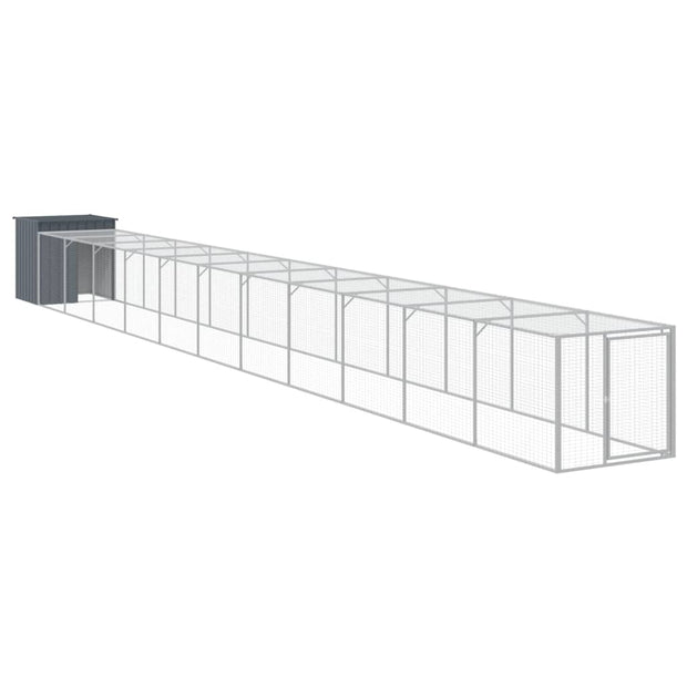 Chicken Cage with Run Anthracite 43.3"x480.7"x43.3" Galvanized Steel