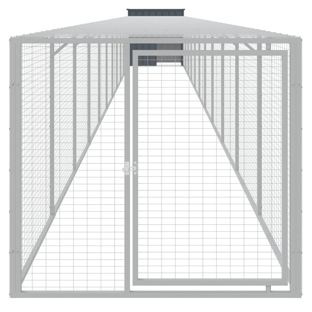 Chicken Cage with Run Anthracite 43.3"x480.7"x43.3" Galvanized Steel