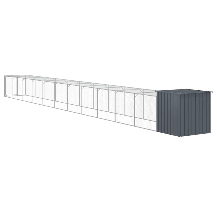 Chicken Cage with Run Anthracite 43.3"x480.7"x43.3" Galvanized Steel