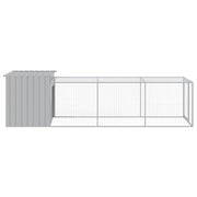 Chicken Cage with Run Light Gray 43.3"x159.4"x43.3" Galvanized Steel